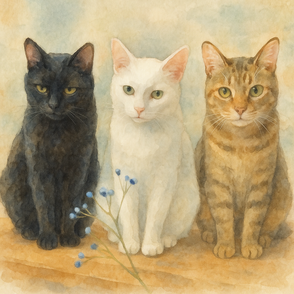 水彩画イラスト猫
