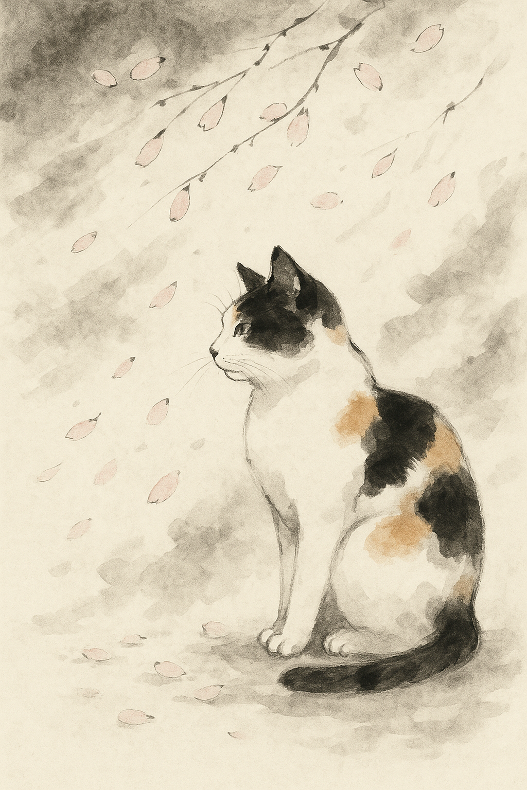水墨画猫