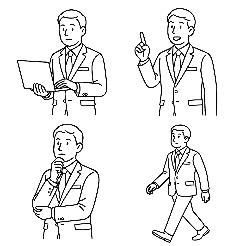 線画イラストビジネスマン
