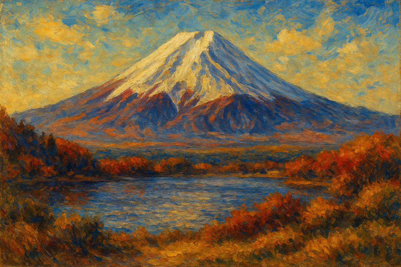 油絵富士山