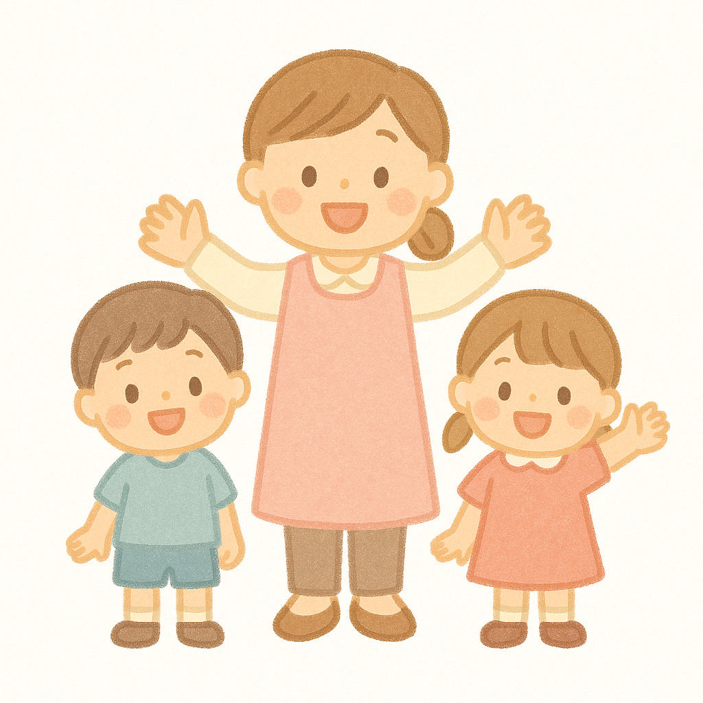 園児と先生のイラスト