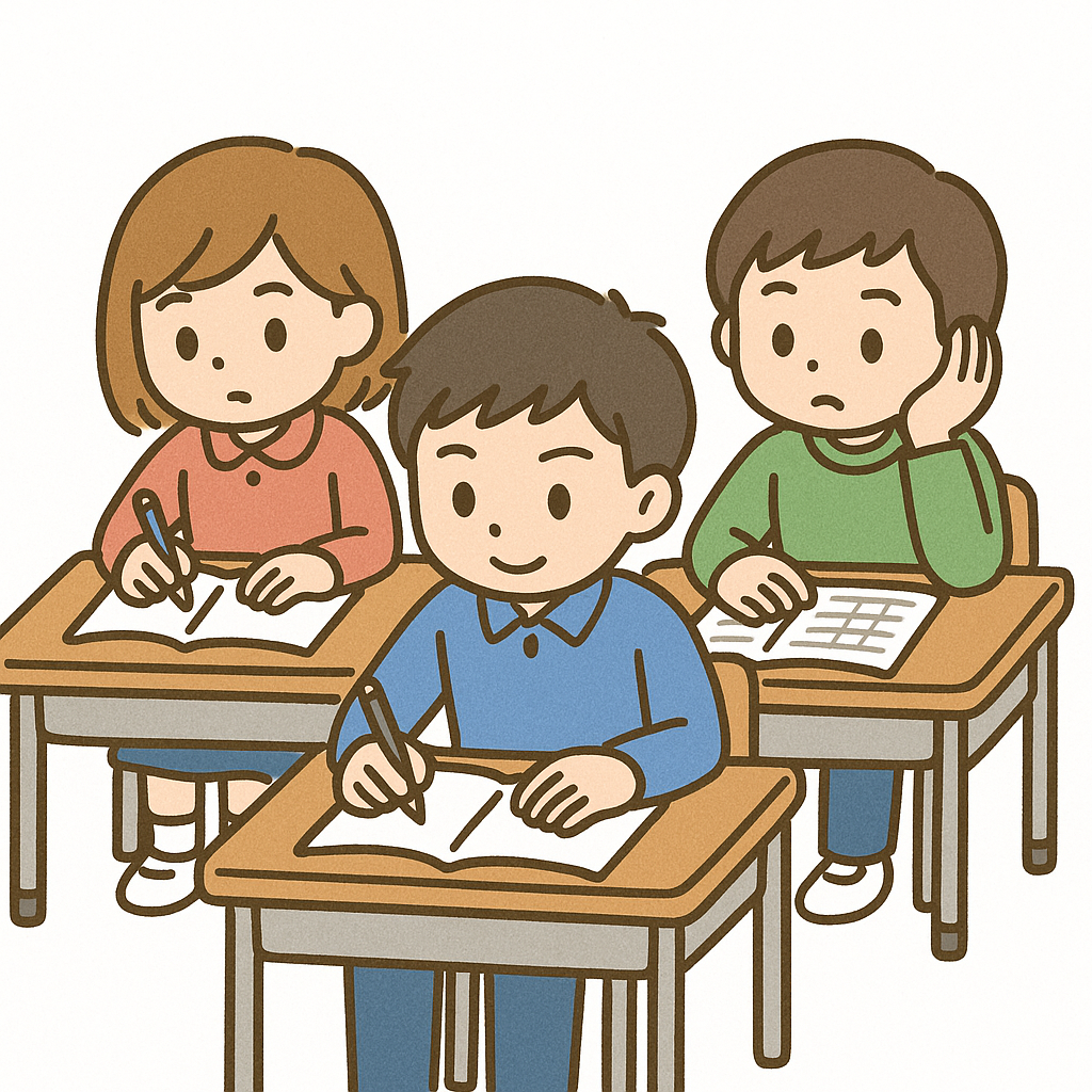 勉強する子供たちイラスト
